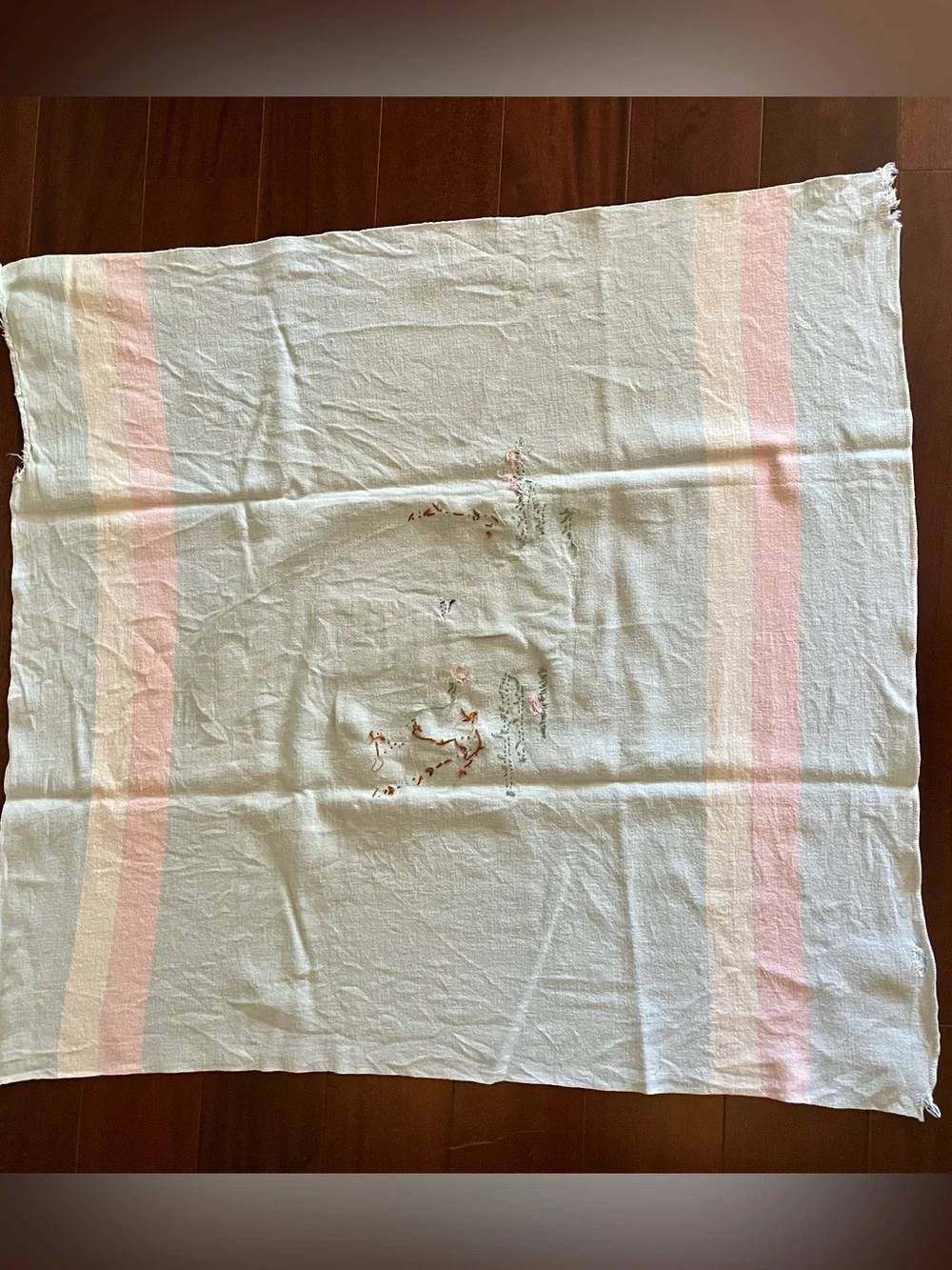 Rabbit bunny embroidery vintage blanket baby mcm nursery spring easter 🩷🩵🤍🐰